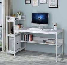 computer desk with shelves